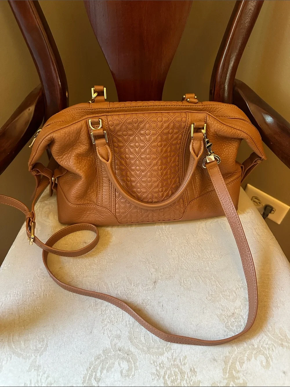 Tory Burch Bryant leather Mini Satchel crossbody bag in tan/luggage